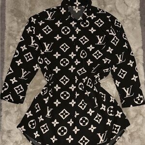 Louis Vuitton Monogram Black and White Shirt Dress